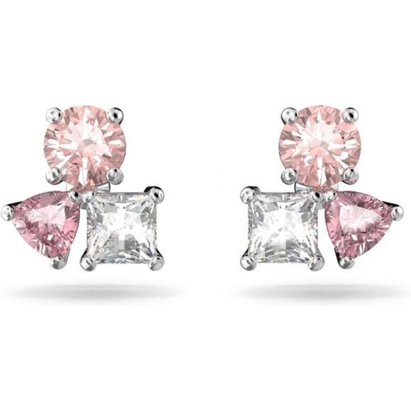 Crystal Necklace and Earrings Set White Studs Square Circle Pear Jewelry Gift - Picture 1 of 5
